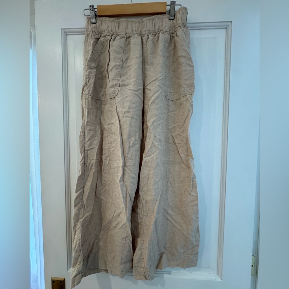 SIGRID OLSON Women’s Casual Linen-Blend Wide Leg Pants in Beige
